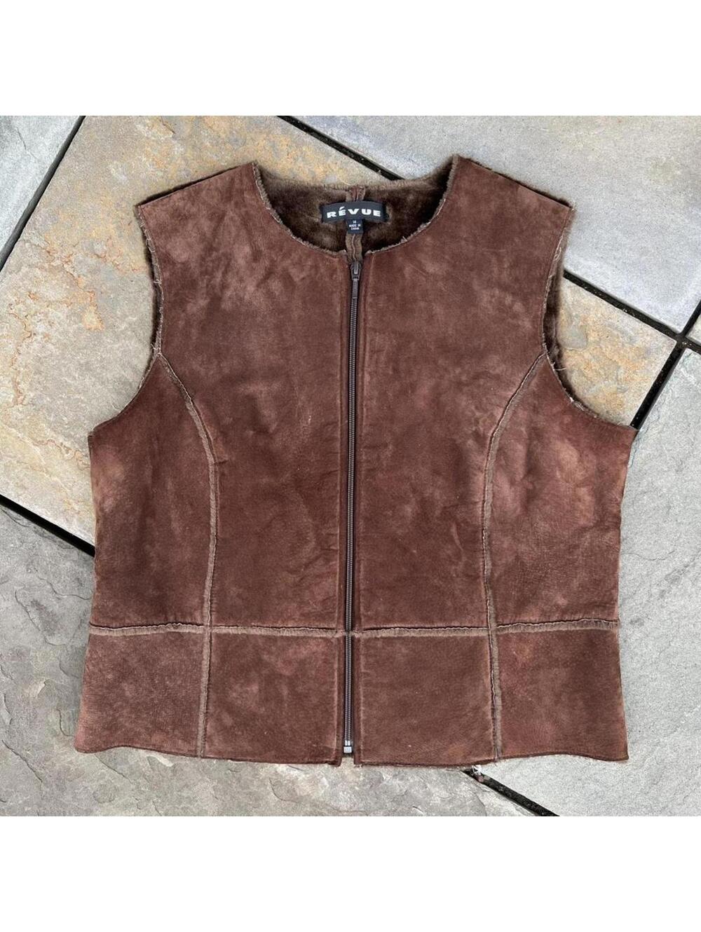 Vintage 90s Brown Genuine Suede Leather Vest